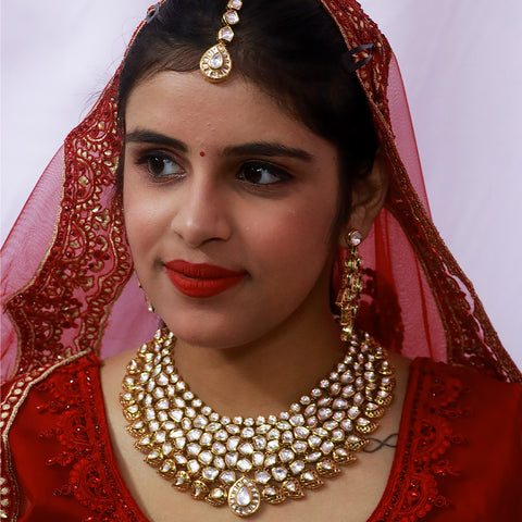 Designer Bridal Gold Plated Royal Kundan Necklace (D522)