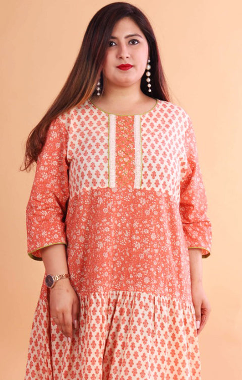 Fabulous Orange Color Indian Long Kurti For Casual Wear (K535)