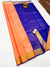 Designer Orange/Blue Pure Zari And Kanchipuram Pure Soft Silk Sarees (D538)