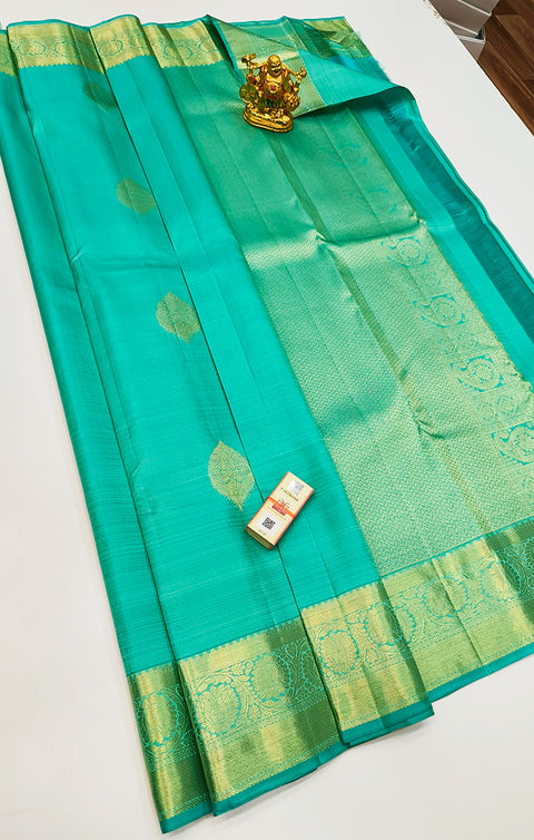 Designer Teal Green Pure Zari And Kanchipuram 100% Pure Fancy Silk Saree (D565)