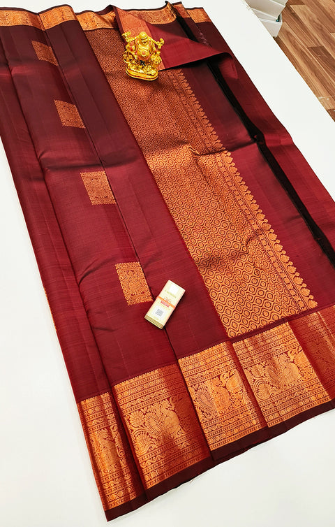 Designer Maroon Pure Zari And Kanchipuram 100% Pure Fancy Silk Saree (D566)