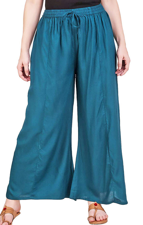 Designer Teal Blue Rayon Plazzo for Womens and Girls (D36)