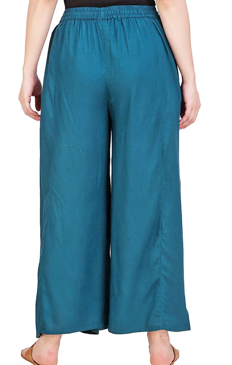 Designer Teal Blue Rayon Plazzo for Womens and Girls (D36)