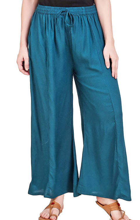 Designer Teal Blue Rayon Plazzo for Womens and Girls (D36)