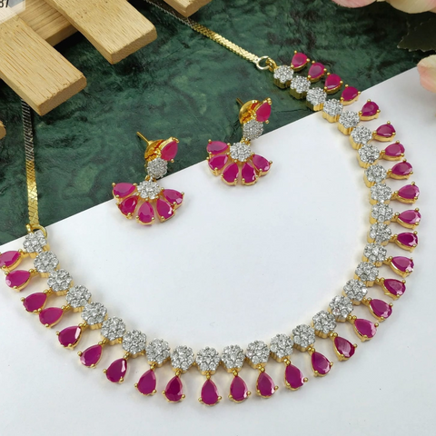 American Diamond and Semi-Precious Designer Necklace Set