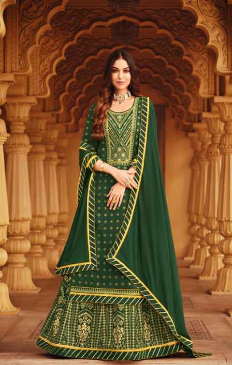 Captivating Green Color Designer Suit with Dupatta In Modern Style (K429)