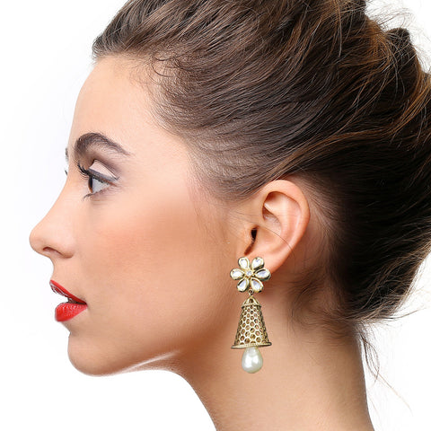 Gold Plated Kundan Premium Earrings (Design 37) - PAAIE
