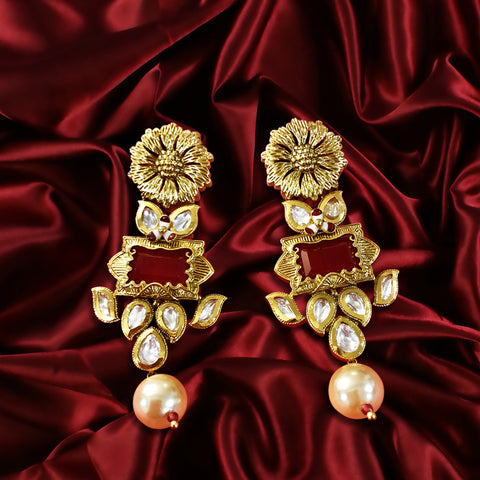 Gold Plated Kundan Earrings (Design 19) - PAAIE