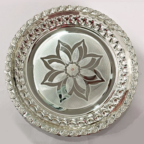 925 Solid Silver 6.5 Inches Designer Plate (Design 20) - PAAIE