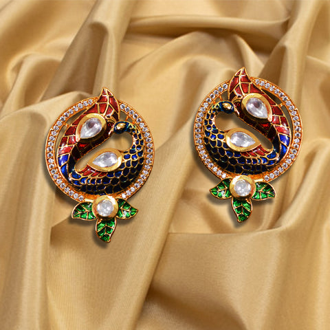 Kundan Gold Plated Studs (Design 40) - PAAIE
