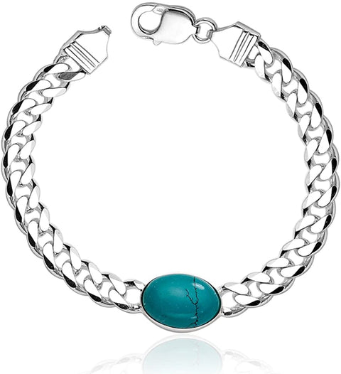 925 Mens Chain Silver Bracelet - 8 Inches (Design 16) - PAAIE