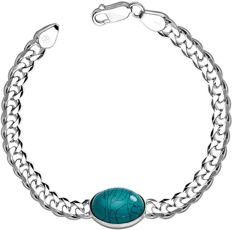 925 Mens Chain Silver Bracelet  - 8 Inches  (Design 17) - PAAIE