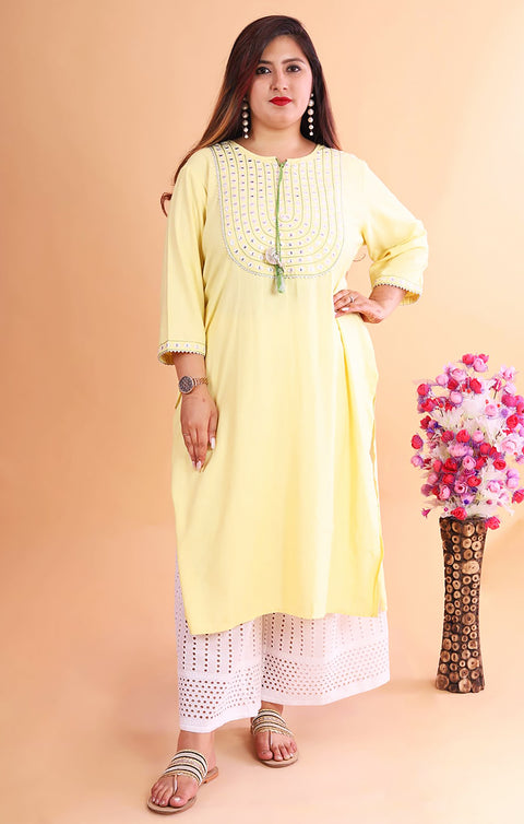 Designer Yellow Color Indian Ethnic Kurti For Casual Wear (K662)
