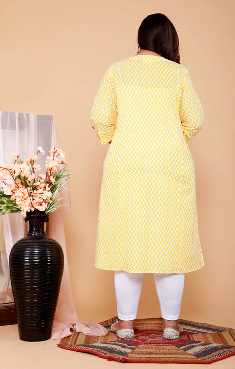 Striking Yellow Color Indian Ethnic Kurti For Casual Wear (K434)