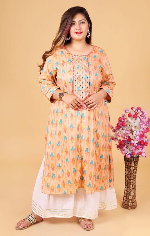 Designer Peach Color Indian Ethnic Kurti For Casual Wear (K680)