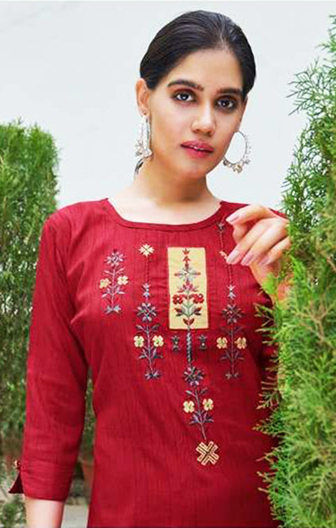Appealing Mahroon Color Indian Ethnic Kurti For Casual Wear (K360) - PAAIE