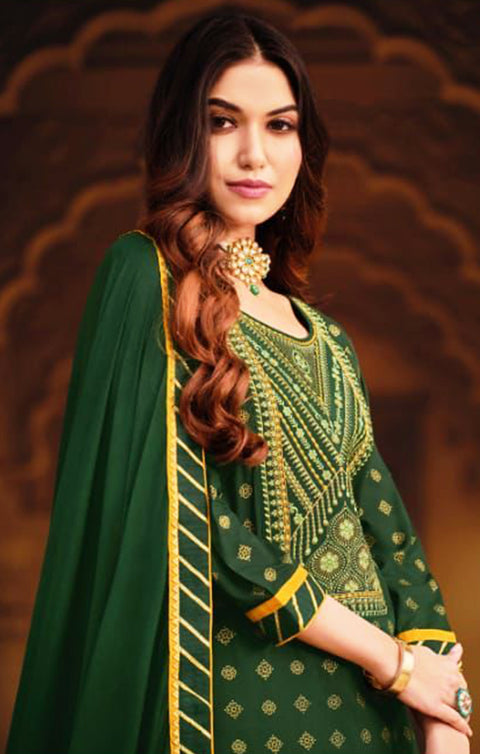 Captivating Green Color Designer Suit with Dupatta In Modern Style (K429)