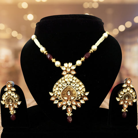 Gold Plated Bridal Premium Kundan Set (Design 76) - PAAIE