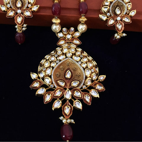 Gold Plated Bridal Premium Kundan Set (Design 76) - PAAIE