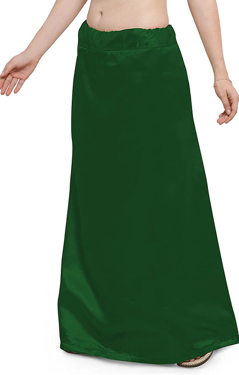 Free Size Readymade Petticoats in Dark Green Color (Satin)