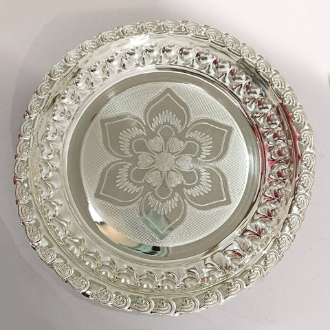 925 Solid Silver 6.25 Inches Designer Plate (Design 21) - PAAIE
