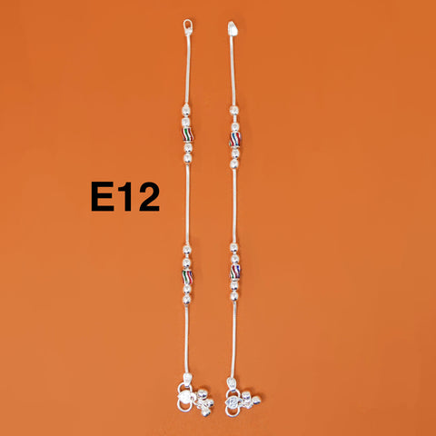 Designer Silver Anklets (Design E12) - 7.5 inches - PAAIE