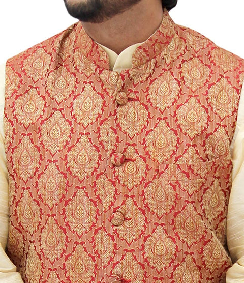 Designer Silk Kurta Pajama with Waist Coat (D9) - PAAIE