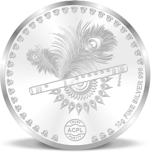 999 Radha Krishna Pure Silver 10 Grams Coin - PAAIE
