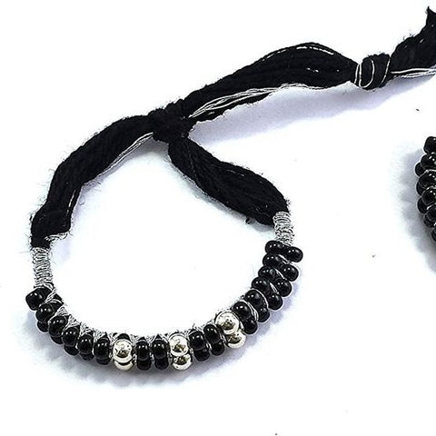 Silver traditional (With Black Beads and Black Thread) Nazaria/Bracelet For New Born (Design 1) - PAAIE