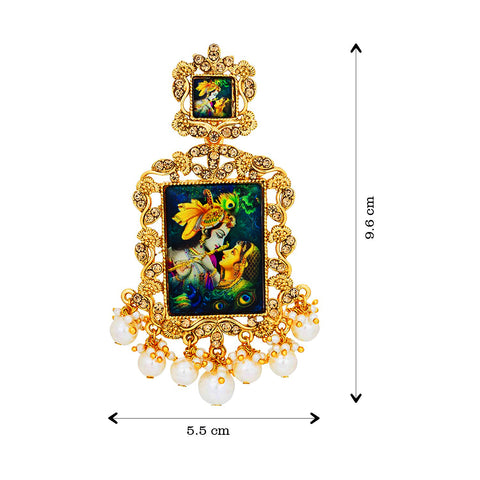 Radha Krishna Figure Earrings in Gold Tone - PAAIE
