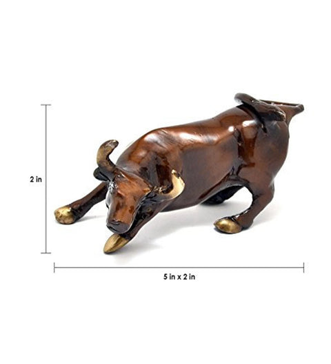 Brass Charging Bull 5 Inches Showpiece, Christmas ,Office Decoration, Ornament, Bull Sculpture, Bull Statue(Design 76)