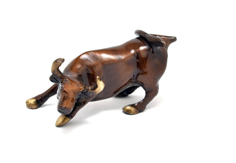 Brass Charging Bull 5 Inches Showpiece, Christmas ,Office Decoration, Ornament, Bull Sculpture, Bull Statue(Design 76)