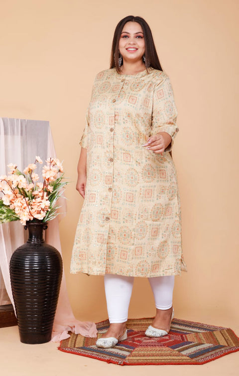 Attractive Beige Color Indian Ethnic Kurti For Casual Wear (K443)