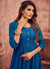 Teal Blue Anarkali Style Kurti With Embroidery Work For Casual & Party Wear (K781)