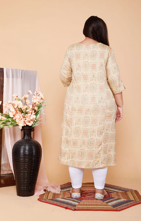 Attractive Beige Color Indian Ethnic Kurti For Casual Wear (K443)