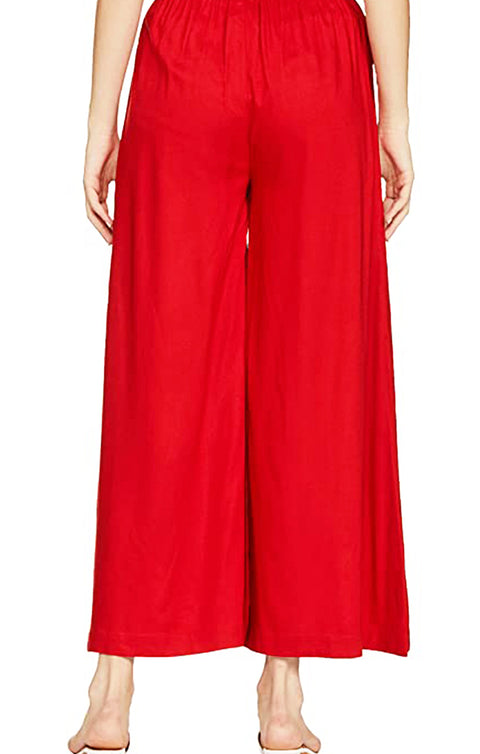 Designer Red Rayon Plazzo for Womens and Girls (D38)