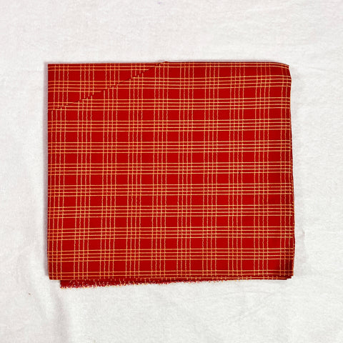 Red With Golden Color Check Design Cotton Rubia Unstiched Blouse Piece Material (D7)