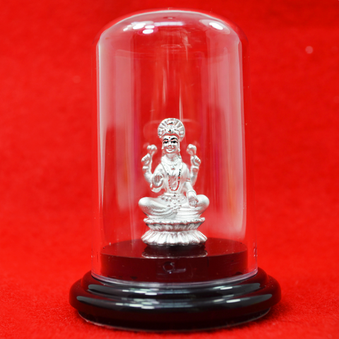 999 Pure Silver Lakshmi Circular Idol sitting on Lotus - PAAIE