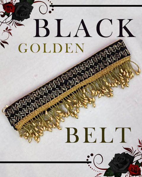 Black Golden Color Kamarband Bridal Belt / Sari Belt For Women With Embroidery (B7)