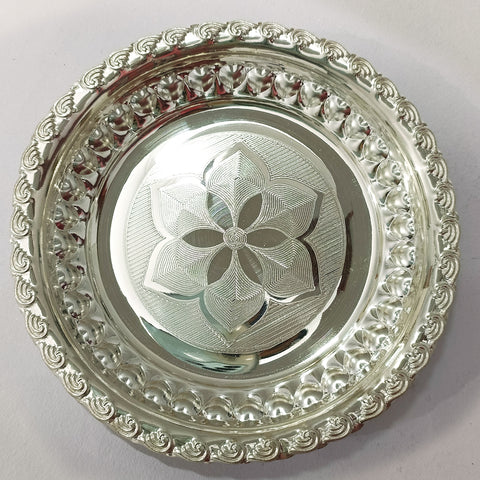 925 Solid Silver 5.75 Inches Designer Plate (Design 22) - PAAIE