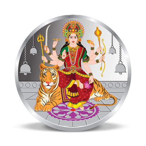 999 Durga Mata Pure Silver 10 Grams Coin - PAAIE