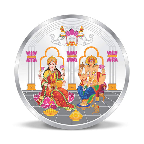 999 Lakshmi Ganesha Pure Silver 50 Grams Coin ( Design 3) - PAAIE