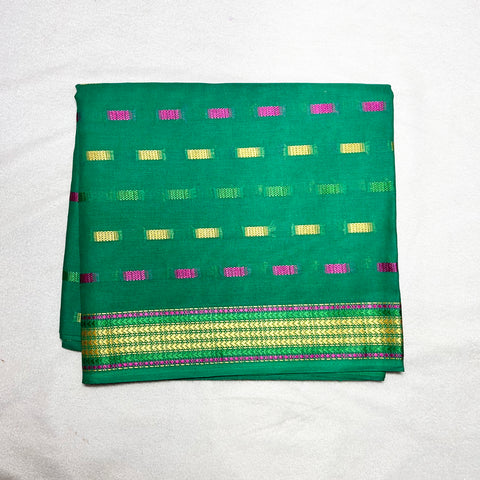 Light Green With Multi Color Buti Design Cotton Rubia Unstiched Blouse Piece Material (D8)