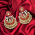 Designer Garnet Red Semi-Circle Golden Earrings - PAAIE