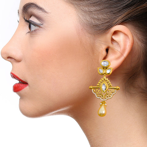 Gold Plated Kundan Earrings (Design 12) - PAAIE