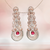 American Diamond Designer Earring in Red Color(E8) - PAAIE