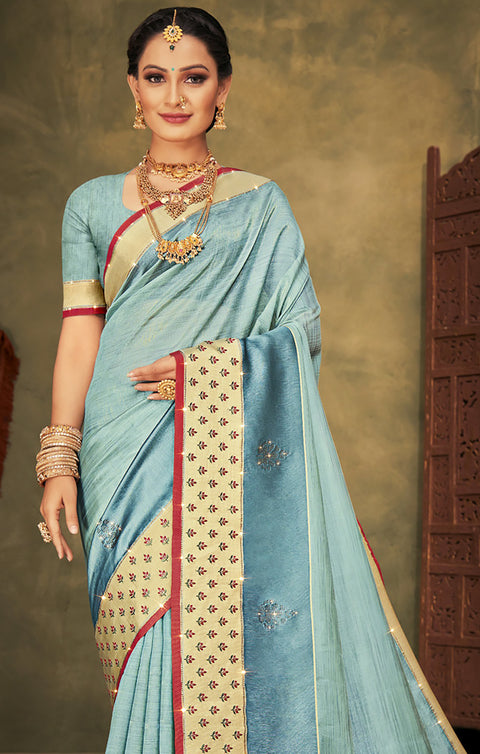 Designer Blue Color Silk Saree For Casual & Party Wear (D651)