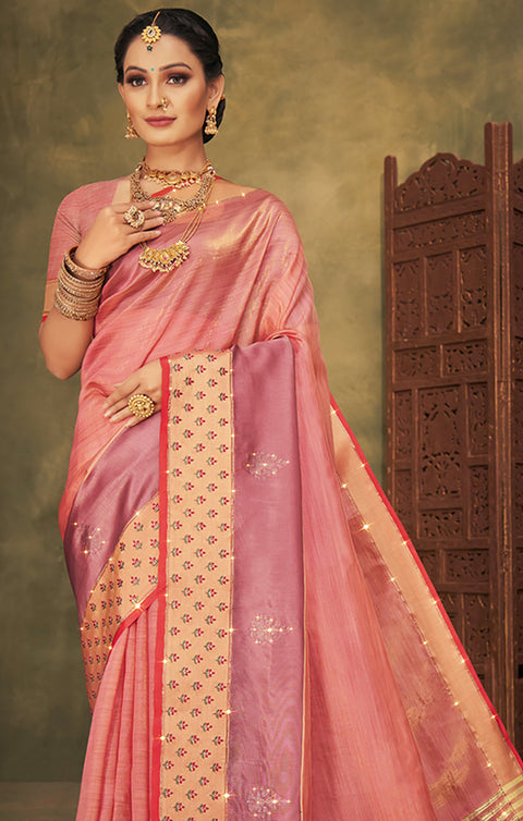 Designer Pink Color Silk Saree For Casual & Party Wear (D652)