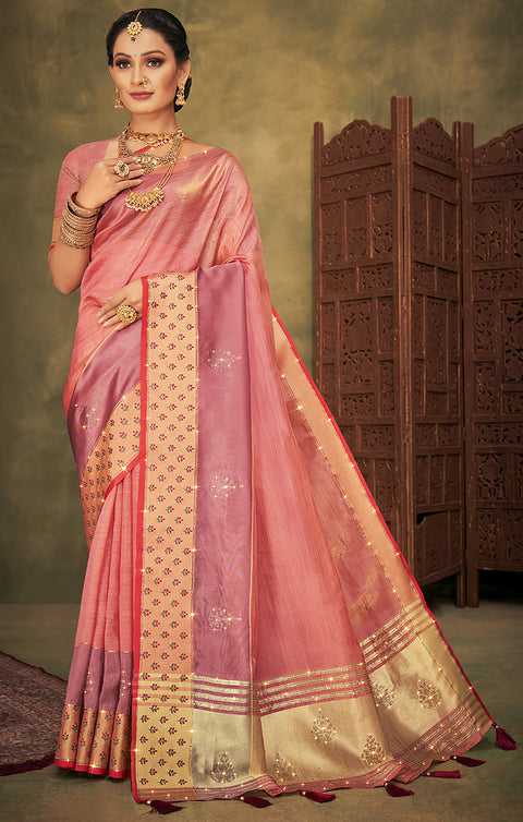 Designer Pink Color Silk Saree For Casual & Party Wear (D652)
