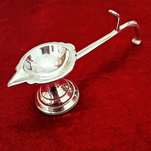 925 Silver Long Diya with Handle (Design 33) - PAAIE